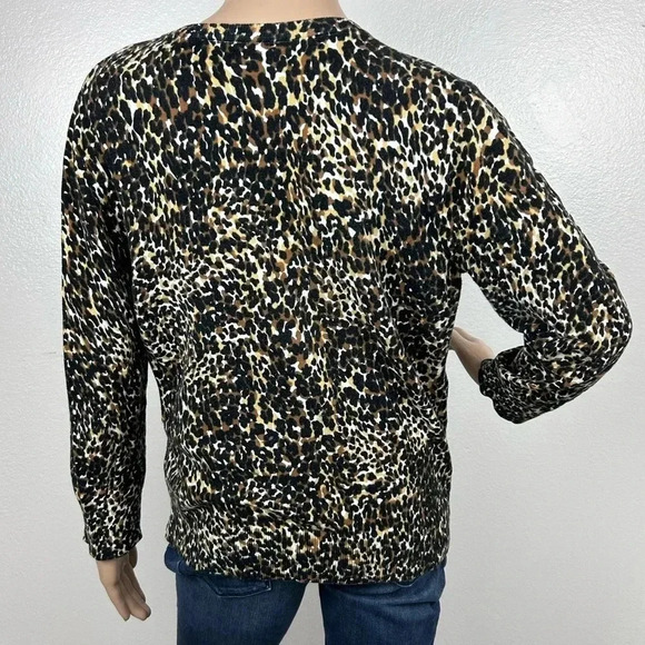 Cable&Gauge Leopard Print Cotton Stretch Button Up Cardigan Women Size M EUC - Picture 5 of 12